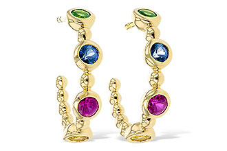 A311-82371: EARR .68 TW MULTI-COLOR SAPPH & GREEN GARNET