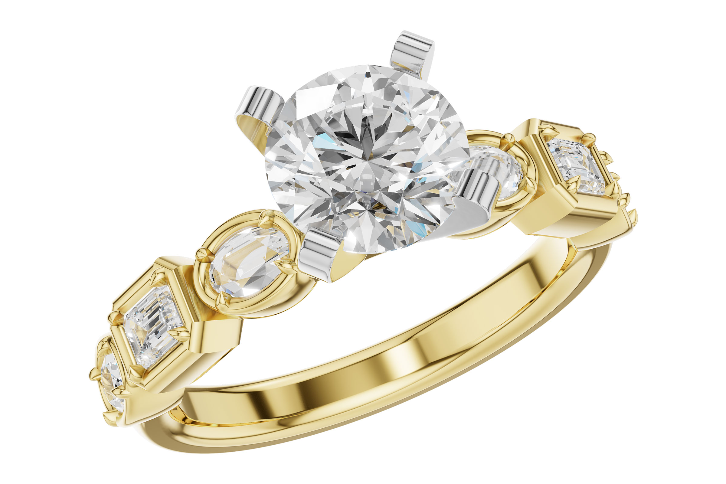 B311-84262: LDS SEMI DIA RG .45 TW FANCY CUT DIAS