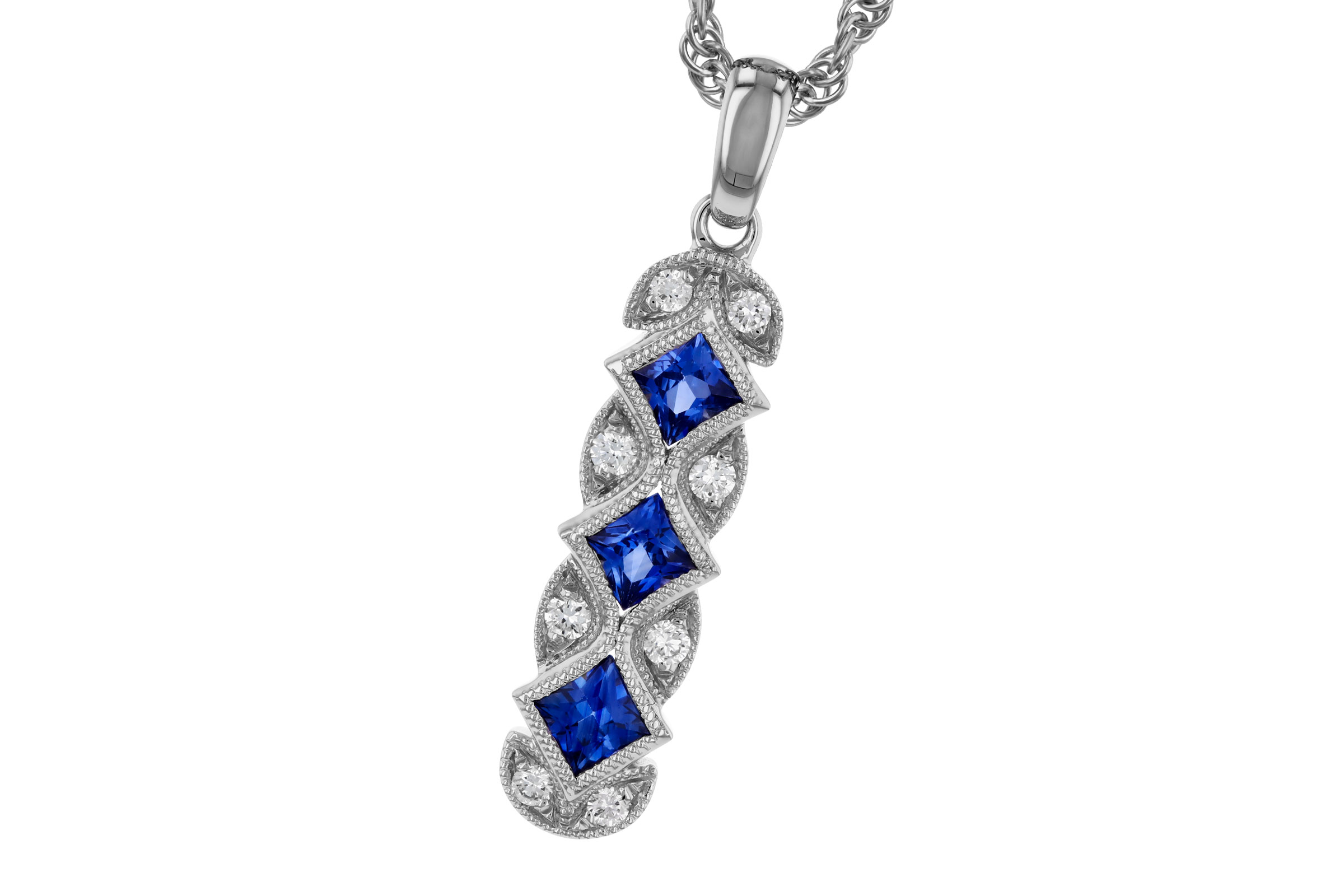 C311-84189: NECKLACE .55 TW SAPPHIRE .64 TGW