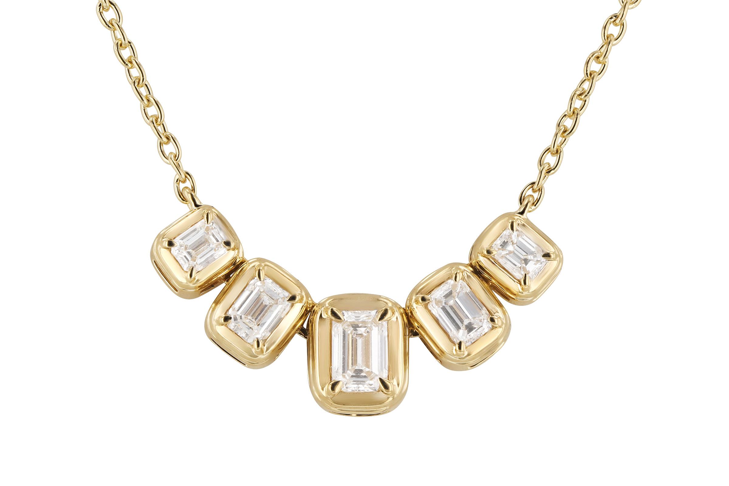 E311-85107: NECKLACE .87 TW EMERALD CUT DIA (18")
