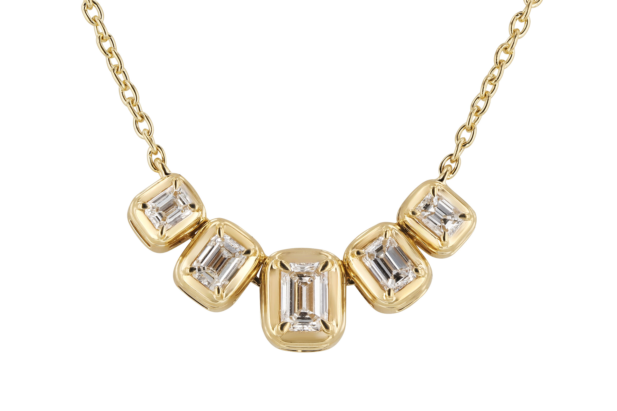 E311-85107: NECKLACE .87 TW EMERALD CUT DIA (18")