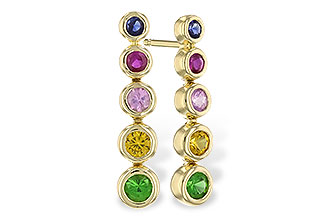 H310-08816: EARR .60 TW MULTI-COLOR SAPPH & GREEN GARNET