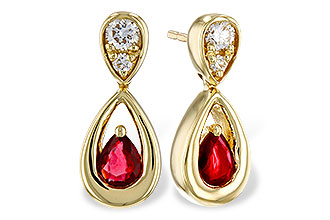 H310-94225: EARRINGS .40 RUBY .52 TGW (4x3 RUBY)