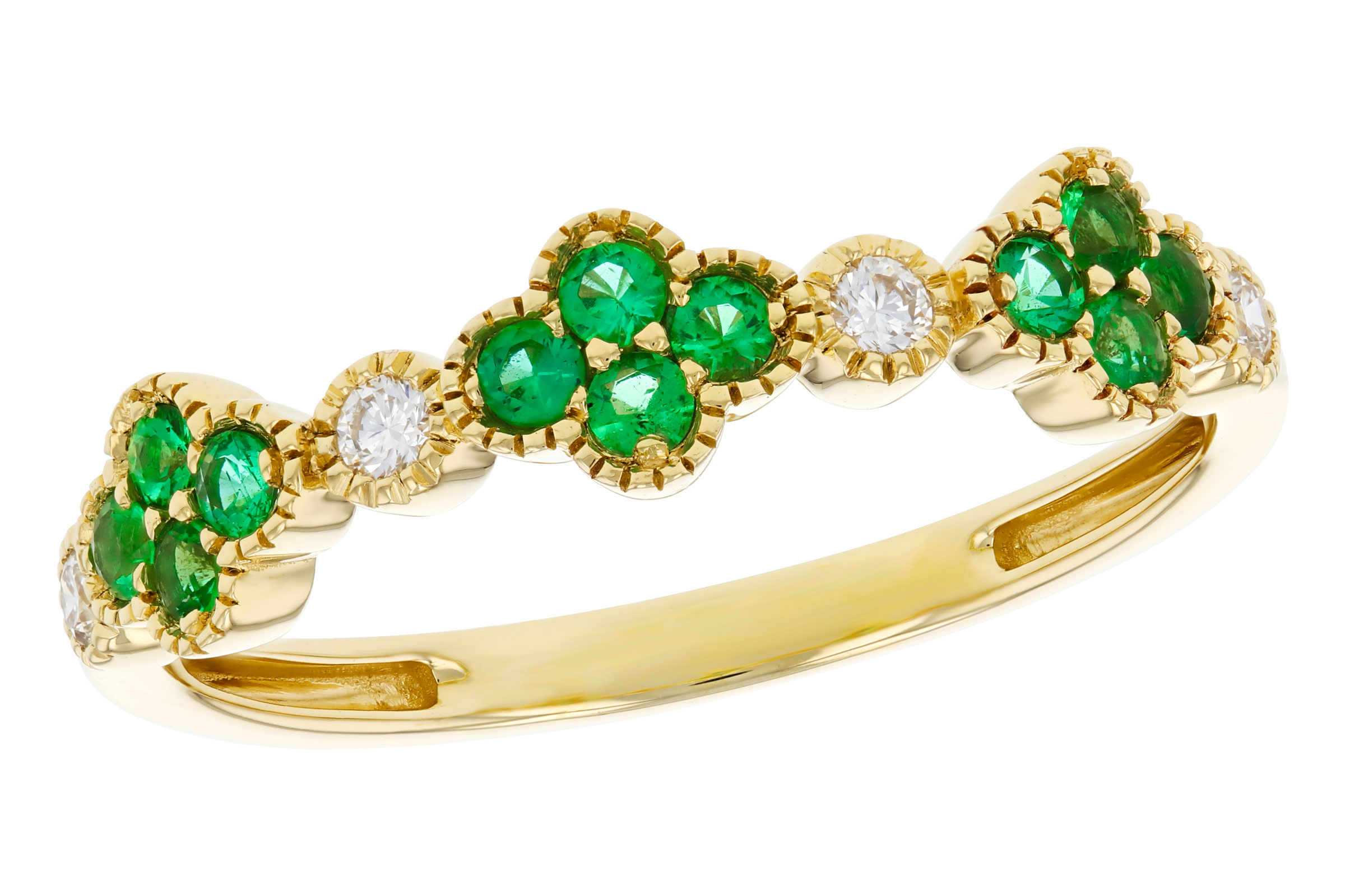 M311-85116: LDS WED RG .18 TW EMERALD .26 TGW